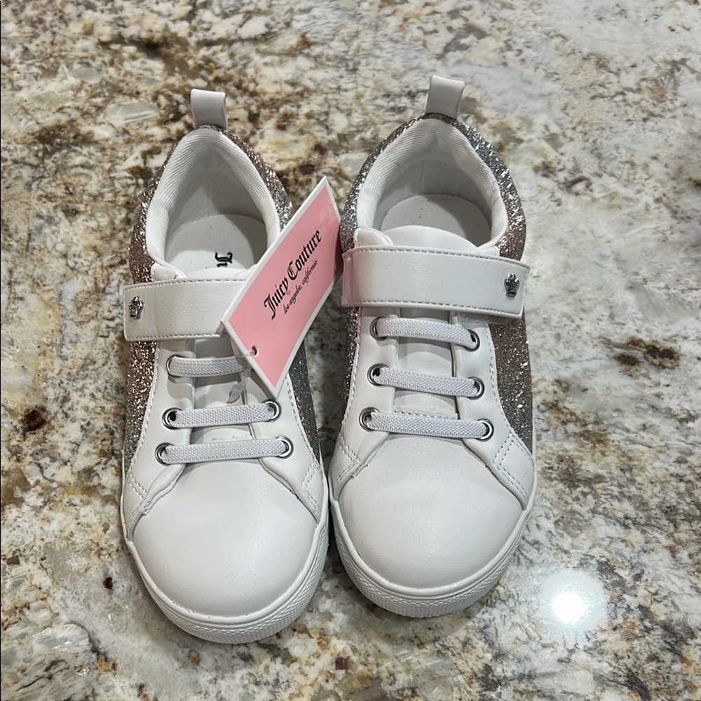 Juicy Couture Kids White and Silver Sneakers Wana T style size girls 10 NWT